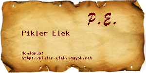 Pikler Elek névjegykártya